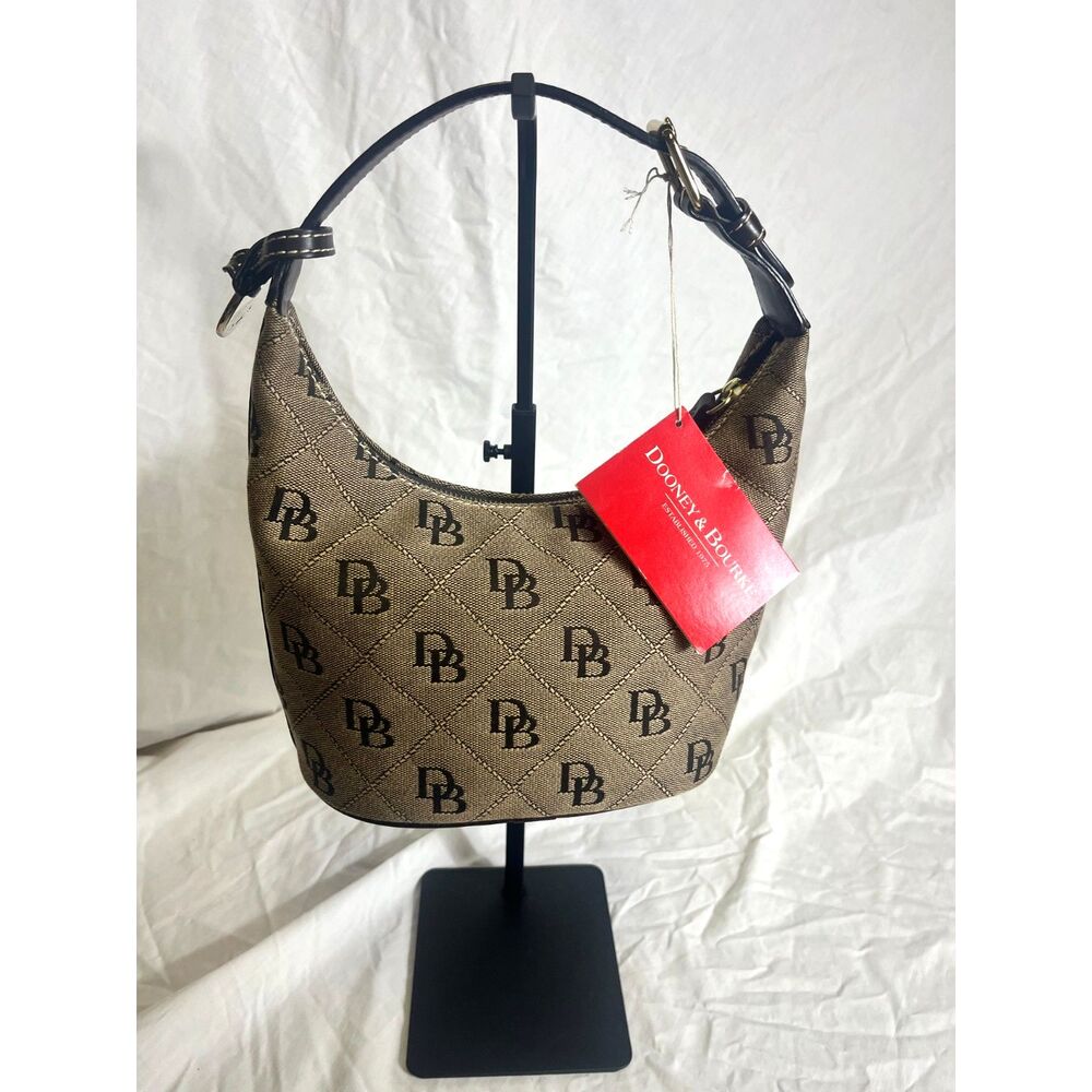Dooney & Bourke Signature DB Monogram Shoulder Bag – Classic Brown Canvas, NWT!